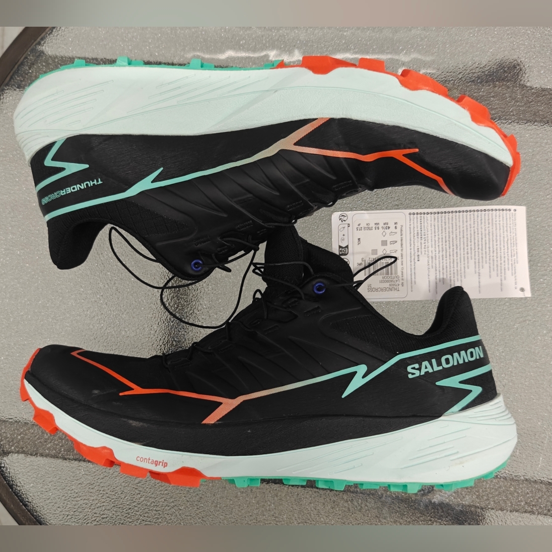 Size 9.5 - Salomon Thundercross Black Cherry Tomato Green